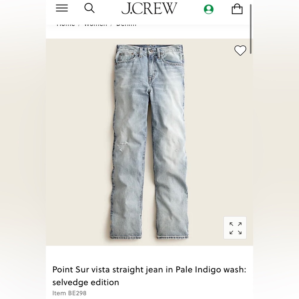J. Crew Point Sur vista straight jean in Pale Indigo wash: selvedge edition